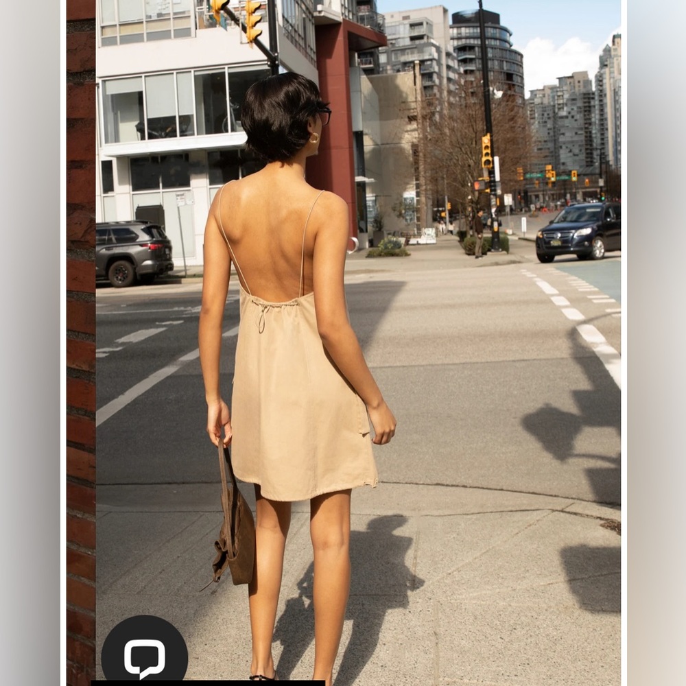 Oak and fort beige open back dress
